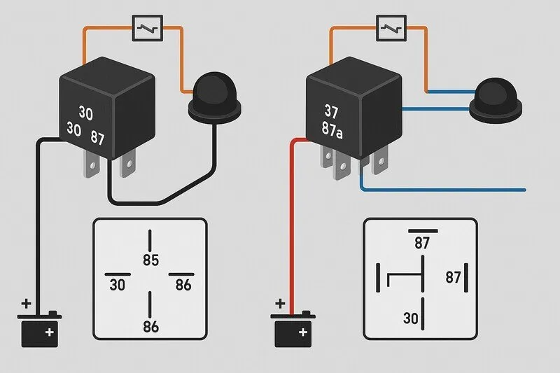 Releen kytkentä autoelektroniikkaan